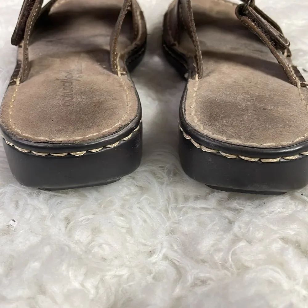 NATURAL SOUL by NATURALIZER Cornel Leather Upper Slides Sandals Size 6M Brown - Picture 5 of 12